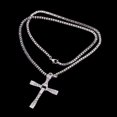 thumbnail image 3 of Collar de Cruz de acero inoxidable con incrustaciones de circonio, regalo para marido, familia y amigos, 3 of 5