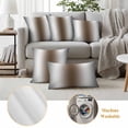 thumbnail image 6 of Gray Brown Outdoor Waterproof Pillow Covers, Modern Gradient Geometric Decorative Square Throw Pillowcase Sofa Cushion Sham for Patio/Couch/Chair, 26"x26" 2 Pack, 6 of 8