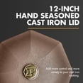 thumbnail image 2 of FINEX 12" Cast Iron Lid Skillet Lid - For 12" Cast Iron Skillet or Pot - Pan Lid for Precise Cooking Control - Built for Lifelong Use - Pre-Seasoned with Organic Flaxseed Oil - Kitchen Essentials, 2 of 7