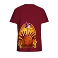thumbnail image 3 of QATAINLAV Scrubs for Women Thanksgiving Turkey Print V Neck Short Sleeve Nursing Scrub Tops Stretchy Working Uniform Medical Scrub Shirts Limited Time Deals of Today Wine XL, 3 of 5