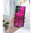 thumbnail image 5 of FINCIBO Soft Rubber Cover Case for Samsung Galaxy S22 Ultra 6.8" 2022 (NOT FIT Galaxy S22 6.1" 2022/Galaxy S22+ / S22 Plus 6.5" 2022), Hot Pink Glitter Sparkle With Black Pink Glitter Leopard, 5 of 5