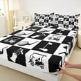 thumbnail image 3 of Feelyou Golf Lover Boy Twin Sheet Sets, Sports Gaming Gamer Twin Fitted Sheet, Black White Plaid Check Flat Sheet, Lightweight Room Decor, 3 Pieces, 3 of 7