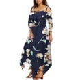 thumbnail image 3 of LSLJS Fashion Women Off Shoulder Plus Size Lace Up Maxi Flowing Floral Print Dress, 3 of 8