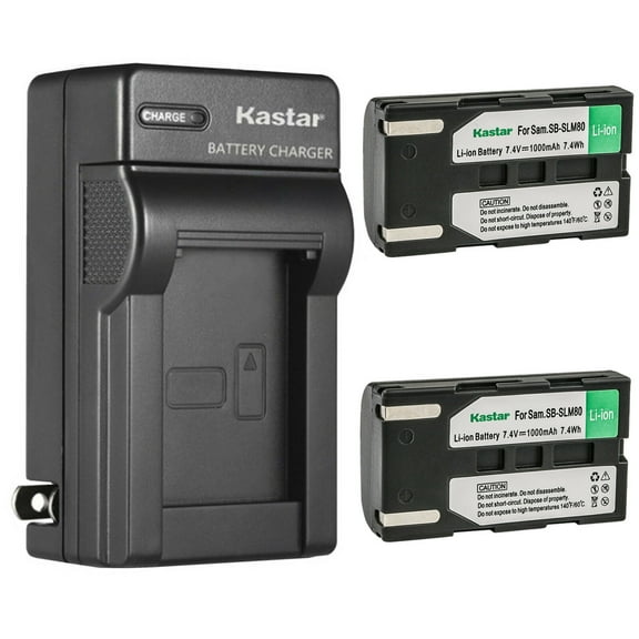 Kastar 2-Pack SB-LSM80 Battery and AC Wall Charger Replacement for Samsung SC-D366, SC-D371, SC-D372, SC-D375, SC-D453, SC-D455, SC-D457, SC-D557, SC-D653, SC-D655, SC-D953, SC-D955, SC-D963, SC-D965