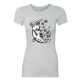 thumbnail image 2 of Wild Bobby Crescent Moon Astrology Puff Print Fashion Womens Slim Fit Junior Tee, Heather Grey, Large, 2 of 6