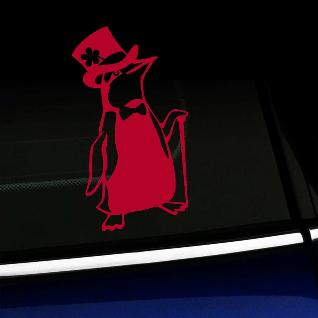 Sir Penguin Vinyl Car Decal Choose Color [RED]