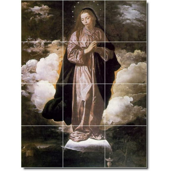 Ceramic Tile Mural-Diego Velazquez Religious Floor Tile Mural 20. 12.75" w x 17" h using (12) 4.25 x 4.25 ceramic tiles