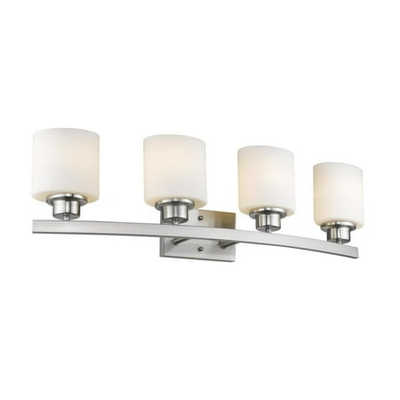 - CHLOE Lighting AALIYAH Contemporary 4 Light Brushed Nickel Bath Vanity Light Opal White Glass 32