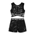 thumbnail image 5 of iixpin Kids Girls Sequins 2 Pieces Ballet Dance Sport Outfit Tank Top with Shorts Set Dancewear Performance Costume Black 6, 5 of 6