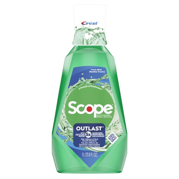 Crest Scope Outlast Mouthwash, Fresh Mint, 1L