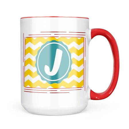 

Neonblond Monogram J Yellow Chevron Mug gift for Coffee Tea lovers
