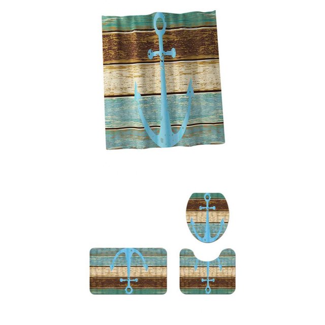 de de 4 piezas, para cortina de y cubierta para inodoro, ancla para barco Gloria Alfombrilla de baño antideslizante para ducha.