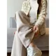thumbnail image 3 of Pantalones de lana de pierna recta informales para mujer, pantalones de pierna ancha y drapeados de cintura alta y adelgazantes, recién llegados para otoño e invierno, ropa femenina, 3 of 4
