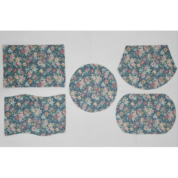 Rose Garden Placemats by Penny's Needful Things (Oval - Set of 2) (Blue)