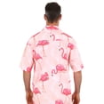 thumbnail image 2 of UZZI Mens Hawaiian Casual Button Down Short Sleeve Beach flamingo Party Shirt, Pink with Flamingo, Size: Large, 2 of 3