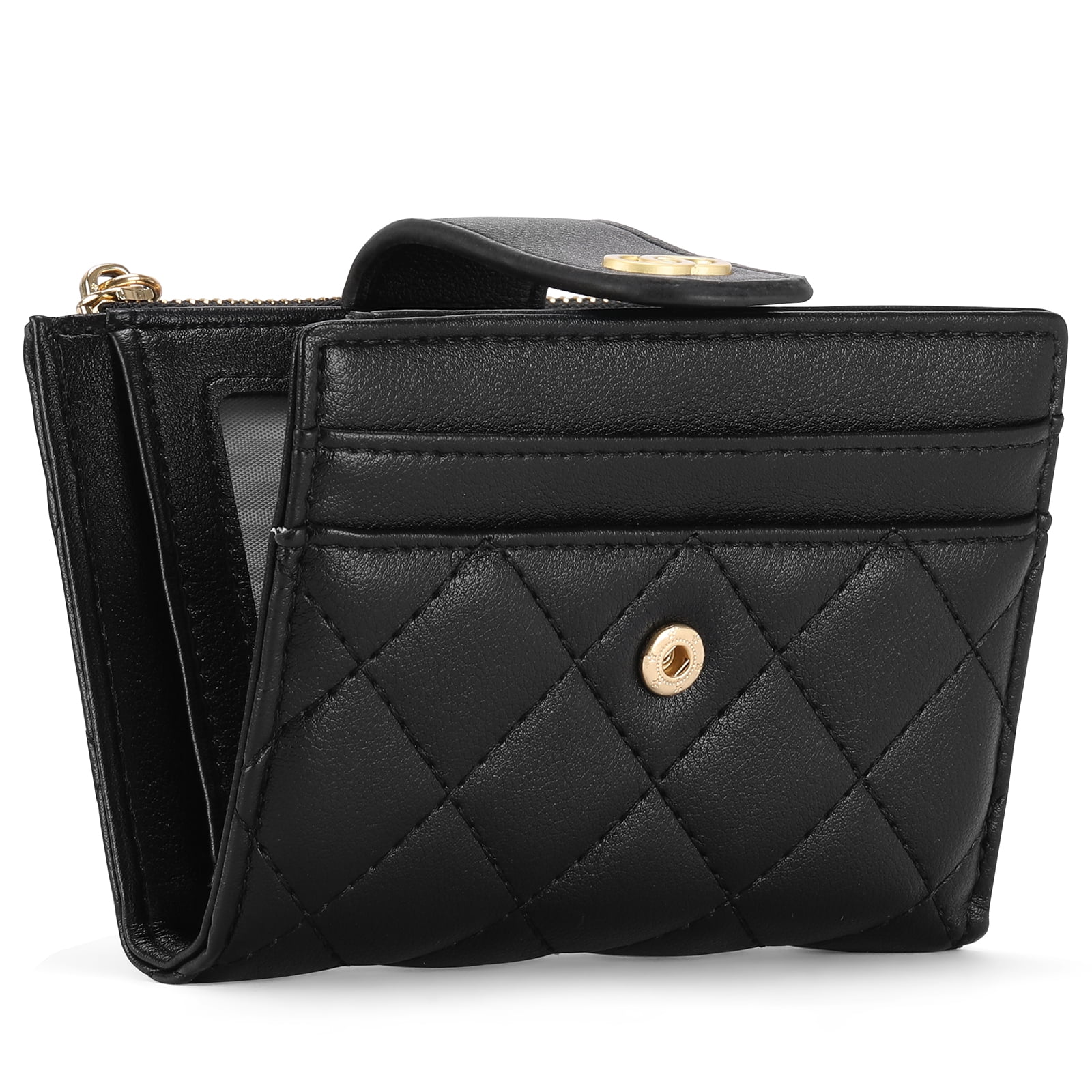 Small Wallet for Women Slim Bifold Leather Credit Card Holder Wallets Zipper Pocket Coin Purse with ID Window