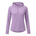 thumbnail image 7 of Qgtaibl Women UPF 50+ Hooded Sun Protection Shirts Quarter Zip Raglan Long Sleeve Rash Guard Zipper Pockets Thumb Holes Lightweight Athletic Tops Purple L, 7 of 7
