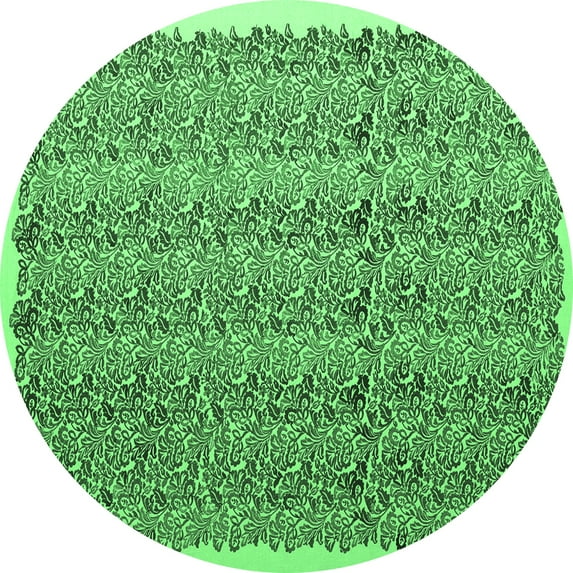 Ahgly Company Indoor Round Abstract Emerald Green Contemporary Area Rugs, 8' Round