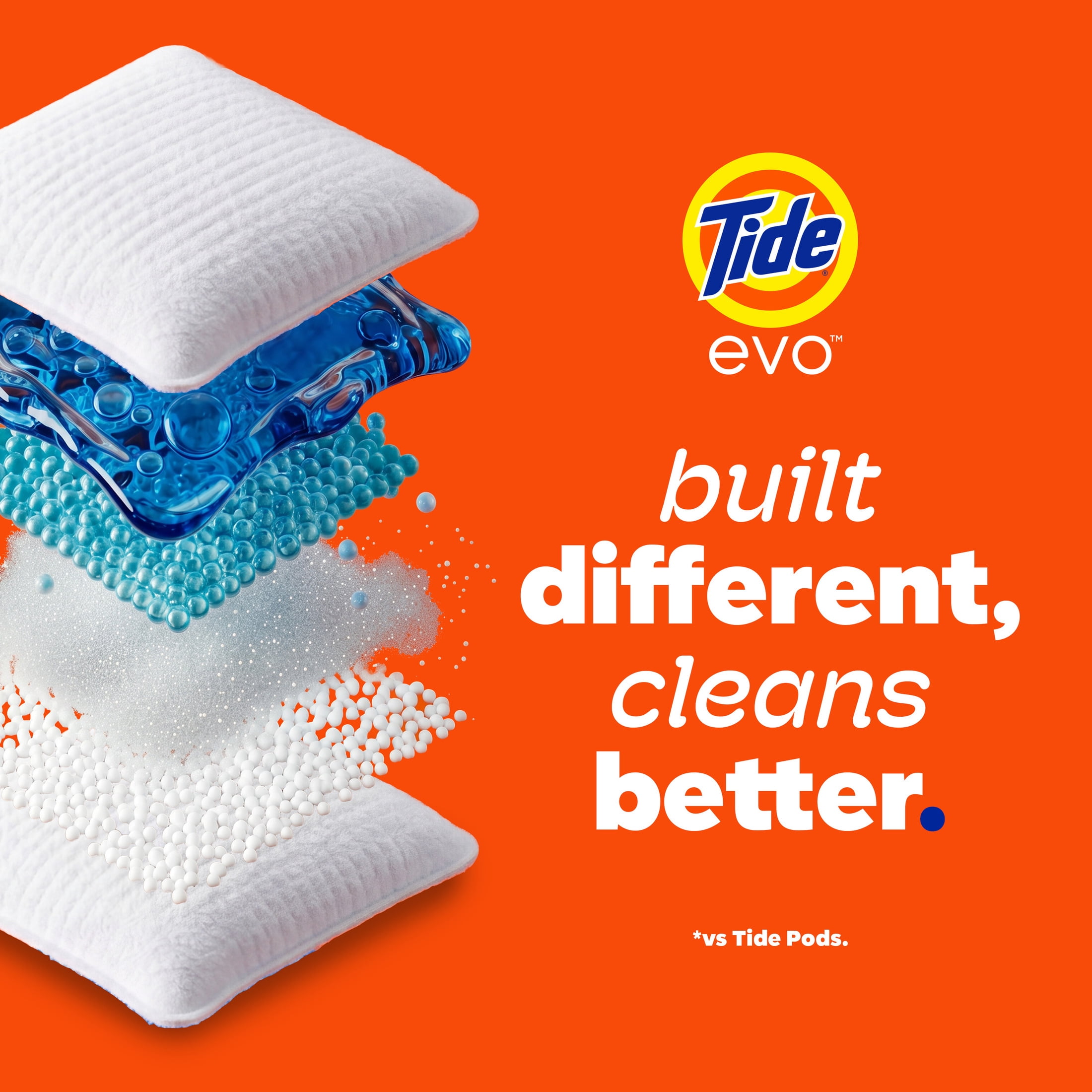 (4 pack) Tide Evo Laundry Detergent Tiles, 100% Concentrated, 6X Cleaning Power, Spring Blast Scent, 42 Count