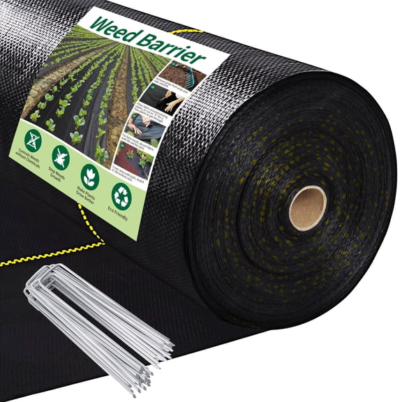 Shade&Beyond 3'x300'Weed Barrier Landscape Fabric, 3.5OZ Woven Weed Control Fabric, Weed Blocker Mat, Easy Setup, Durable Gardening Fabric for Driveway Ground Cover, Black