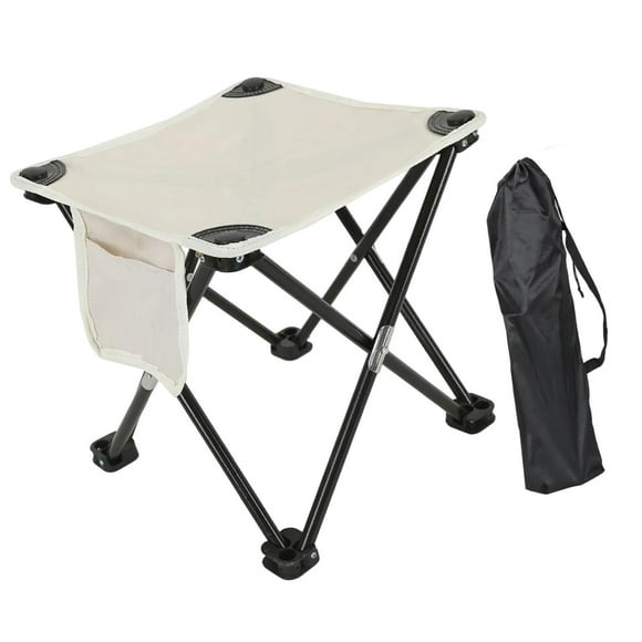 S SERENABLE Portable Camping Stool Ottoman Compact Foot Rest Stool for Park Beach Travel White