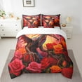 thumbnail image 2 of Rose Dragon 7 Piece Comforter Set Full Bed in a Bag,Gothic Pterosaur Bedding Sets Jungle Animal Goth Dinosaurios Bed Sheets,Prehistoric Wildlife Flowers Sheet Set with Comforter, 2 of 6