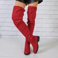 thumbnail image 3 of SACFOF Women's Over The Knee Thigh High Chunky Low Flat Heel Boots Long Stretch Zipper Sexy Fall Fashion Boots Black Red Purple US5-11, 3 of 6