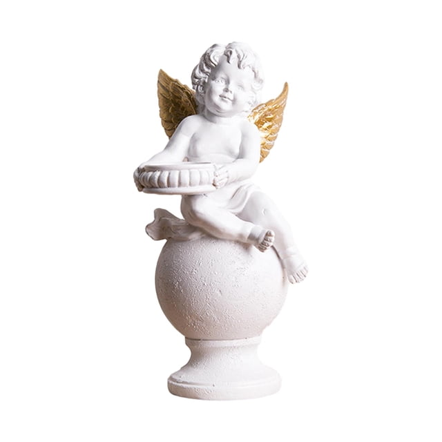Candelabro de ángel de resina Candelabros Comedor Escritorio Hogar Estatua de ángel Figuras Candelabro para aniversario Boda Fiesta de inauguración de Aureato Blanco 2 Agujas