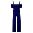 thumbnail image 4 of Baqcunre Women's Short Sleeve V-Neck Wide-Leg Waisted Print Dressy Jumpsuit Jumpsuits for Women Dressy Womens Jumpsuit One Piece Jumpsuit Pants for Women ,Blue,Size S-Xxl, 4 of 5