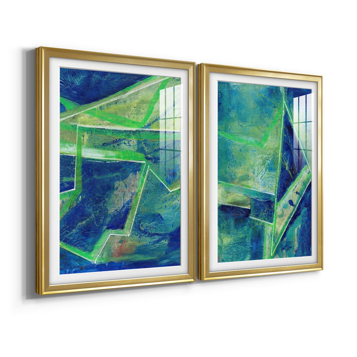 Wexford Home Geometric in Cool I Premium Framed Print, 18.5" x 24.5" - Ready to Hang, Gold (Set of 2)