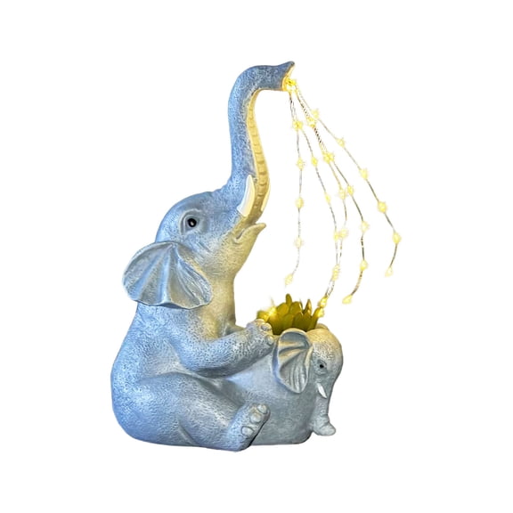Outdoor Solar-Powered Resin Elephant Garden Statue with Whimsical Design, Versatile Decor for Landscapes, Balconies, and Courtyards, Perfect for Enhancing Holiday Ambiance