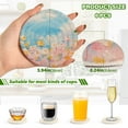 thumbnail image 3 of 6 Pcs Drink Coasters Sets with Holder Pads Cotton Cup Heat-Resistant Hot Mats for Table Protection Blue with Floral, 3 of 7