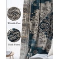 thumbnail image 3 of Boho Flower Blue Grey Kitchen Curtains Vintage National Floral Textured Cafe Short Curtains for Bathroom Blackout Window Curtain Small Window Treatment Drapes for Bedroom Living Room 42"x45"x2, 3 of 9