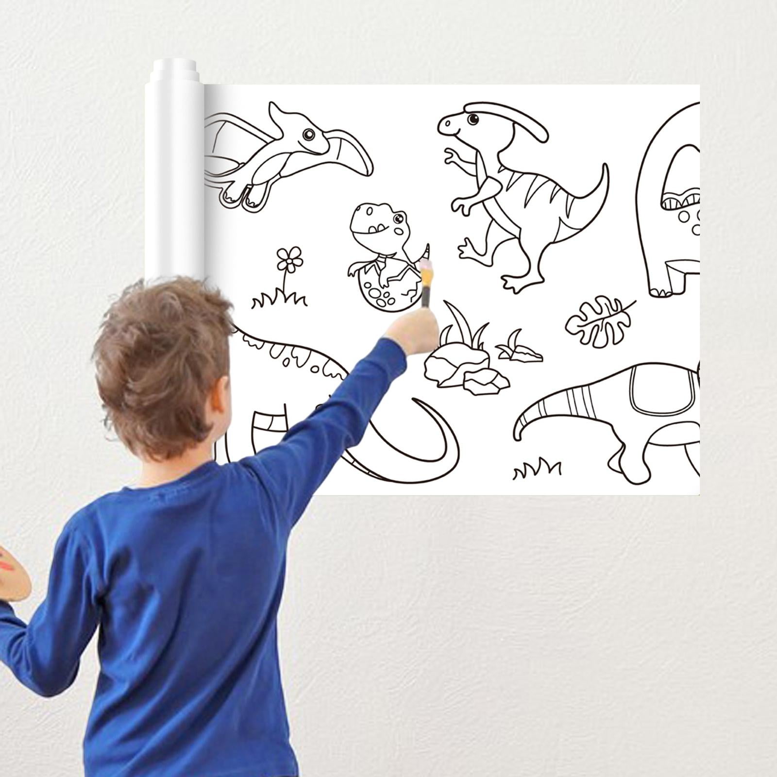 HOMYL 2xColoring Posters Birthday Gift DIY Art Paper Roll Sticky for Home Drawing Dinosaur Paradise 2 Pcs