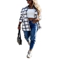 thumbnail image 4 of Femmes Casual Revers à Manches Longues Bouton vers le Bas Shacket Chemises Veste Manteau, 4 of 6