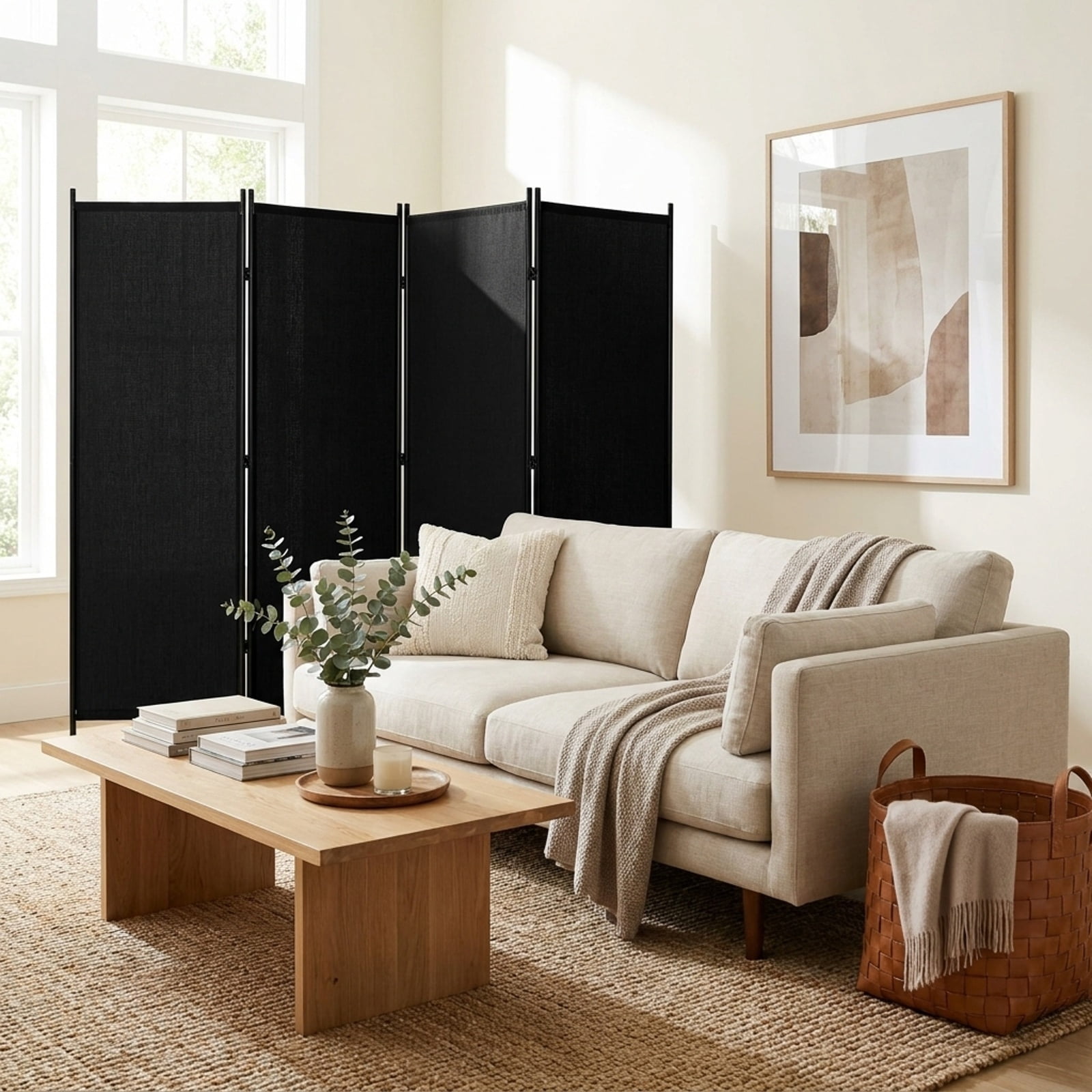 Vebreda 3 Panel Folding Room Divider with Lockable Wheels, Durable Material and Sturdy Frame, Perfect for Multi-scene Use, folding privacy screen