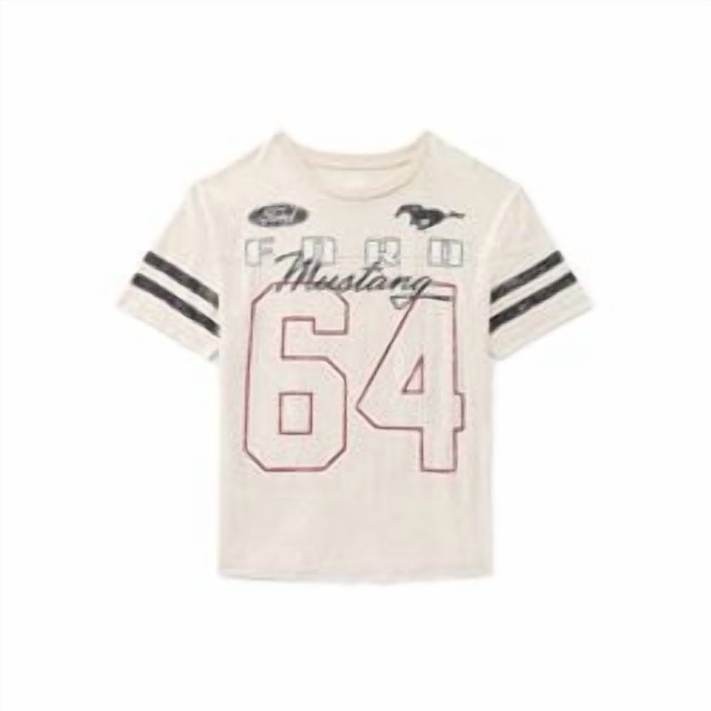 Ford Mustang Boys Mineral Washed Graphic Football Tee with Short Sleeves, Sizes 4-18