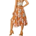 thumbnail image 3 of INSPIRE CHIC Women's Floral Tropical Boho Midi Wrap Skirt XL Orange, 3 of 6