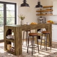 thumbnail image 5 of Finmind 63-inch Kitchen Island with Storage Shelves, Farmhouse Stationary Island Table with Spacious Top, for Kitchen, Living Room, Rustic Brown, 5 of 7