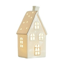 Bfogop Christmas Decor Village Lighted Ceramic Houses Indoor White Xmas Lighted Ceramic Houses Christmas Decor Indoor White Xmas Holiday Farmhouse Rustic Decor for Home Table Room