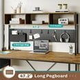 thumbnail image 3 of L Shaped Gaming Desk, Reversible Corner Desk with Power Outlet and Pegboard, L Shaped Desk with LED Lights for Home Office, Rustic Brown, 3 of 7