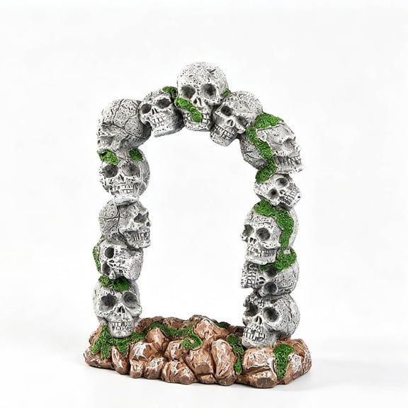 Aquarium Skull Cave Rocks, Reptile Decor Fish Tank Landscaping, Halloween Fish Tank Decor, Axolotl Tank Accessories for Amphibians, Fish Cave For Aquarium Decor