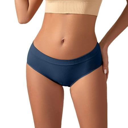 DQRPSEETB No Show Underwear for Women Seamless High Cut Briefs Mid-waist Soft No Panty Lines with Lace Underpanties for Woman