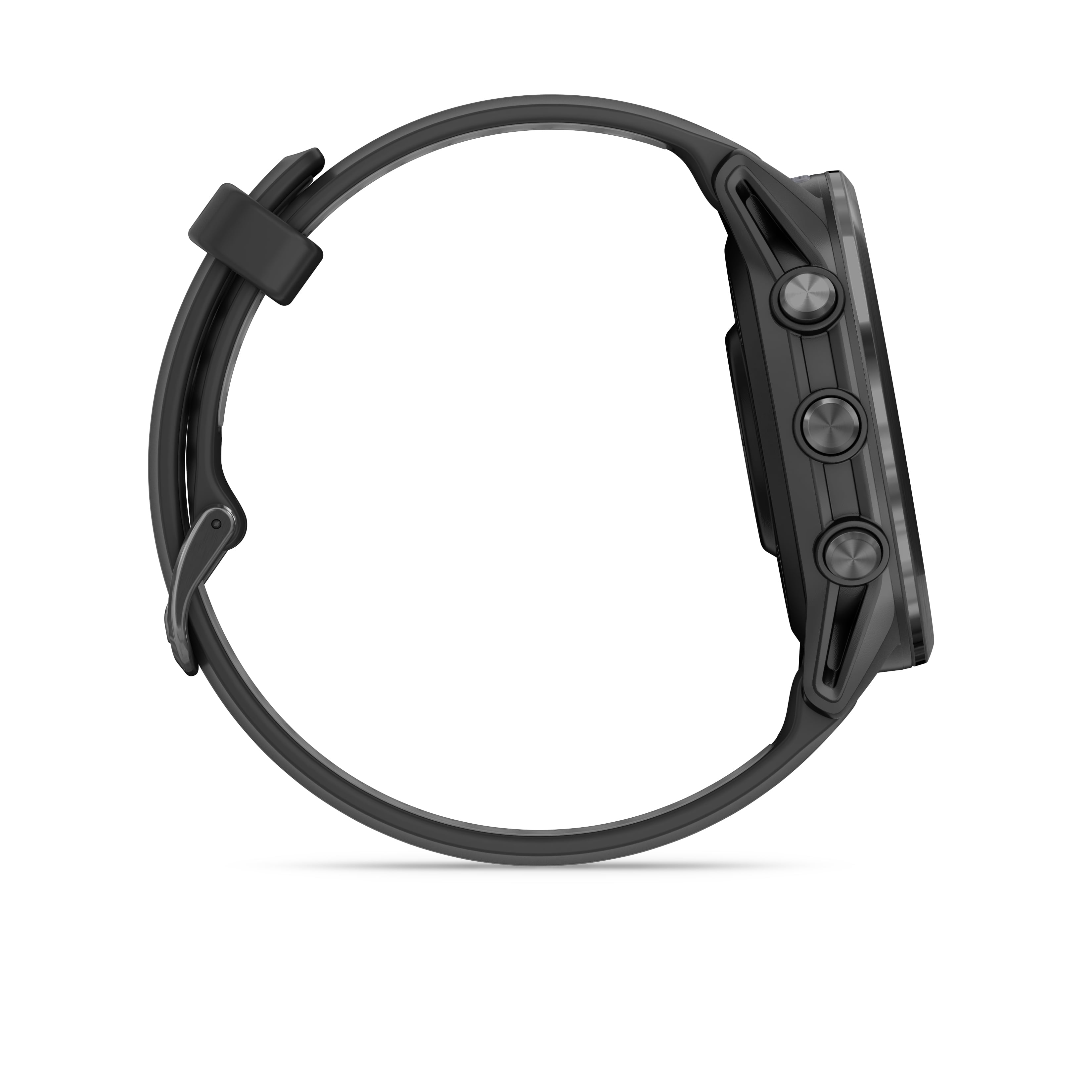Montre intelligent GPS Garmin Forerunner® 970 - Titane DLC gris carbone avec boîtier noir et bracelet blanc translucide