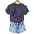 thumbnail image 7 of Women's T-shirts Short Sleeves Round Neck Simple Graphic Pattern Lightweight Soft Tops T-shirts for Independence Day Fourth of July Women's Beach Outfits Ship in 2 Days, 7 of 7