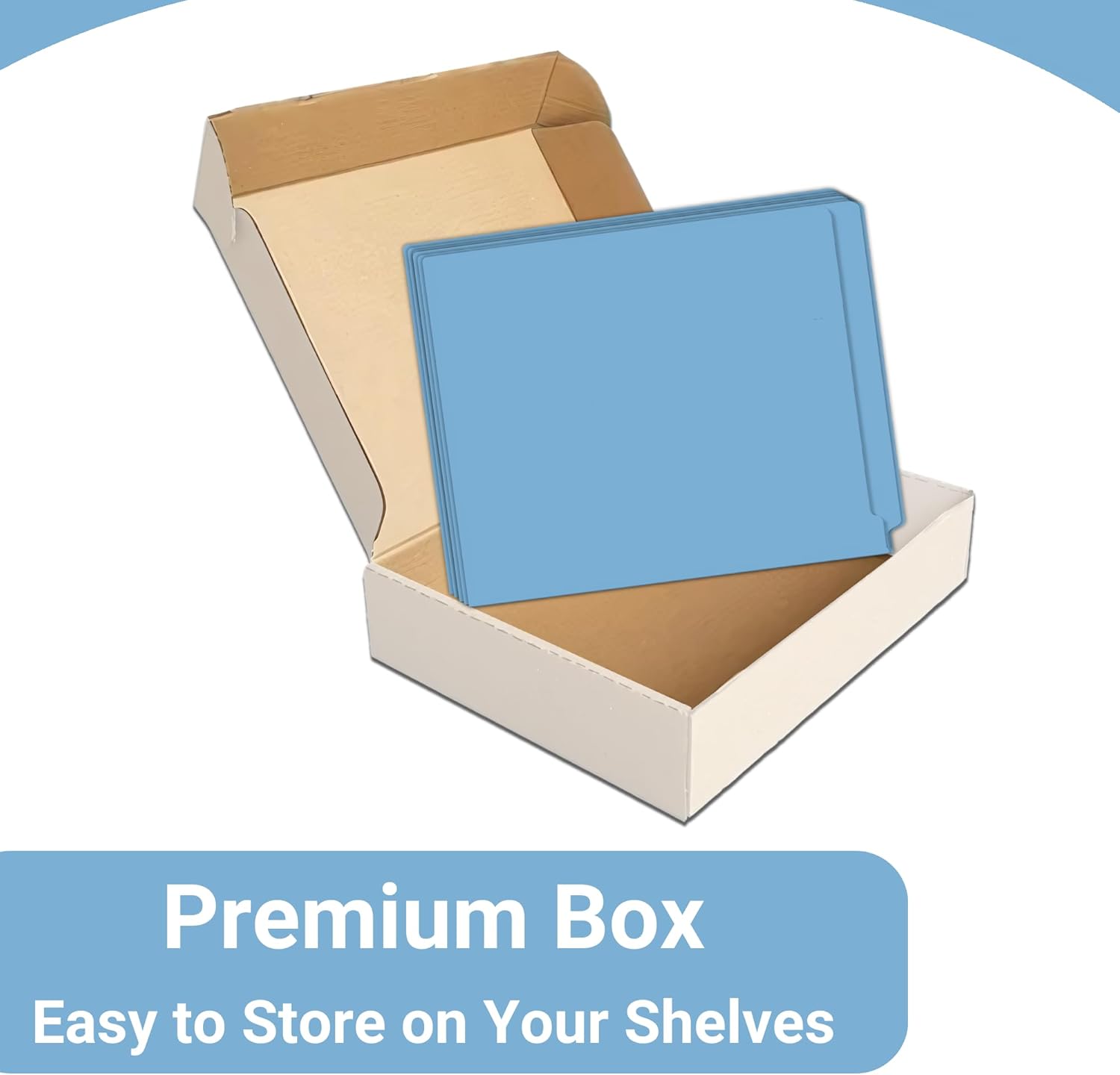 Blue File Folders, Made, , Two 2" Bonded Fasteners, Durable 11pt, Reinforced End Tab File Folders with 2 Prongs, Colored Office & Medical Charts Patient Chart, Box of 50