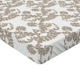 thumbnail image 2 of Ambesonne Damask Fitted Sheet, Rococo Flowers in Taupe, Queen Size, Taupe White, 2 of 3