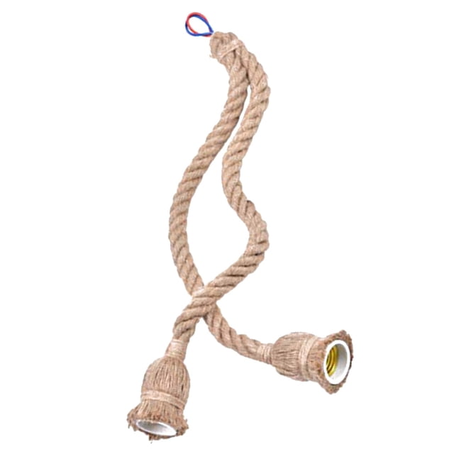 Bombilla de luz de cuerda de cáñamo americano, lámparas Retro creativas de cabeza simple y doble, cable fijo, soporte de lámpara colgante Iluminación y accesorios marrón 18mm(1M) 2 cabezas Billuyoard HA0476-03