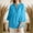 A459 Sky Blue, variant on Xdegoge Linen Blouse for Women Henley V Neck Three Quarter Bell Sleeve Professional Work Office Dressy Vibe Regular Fit Solid Pintuck Pleated Front Design Smooth Flowy Fabric Summer Spring Tops