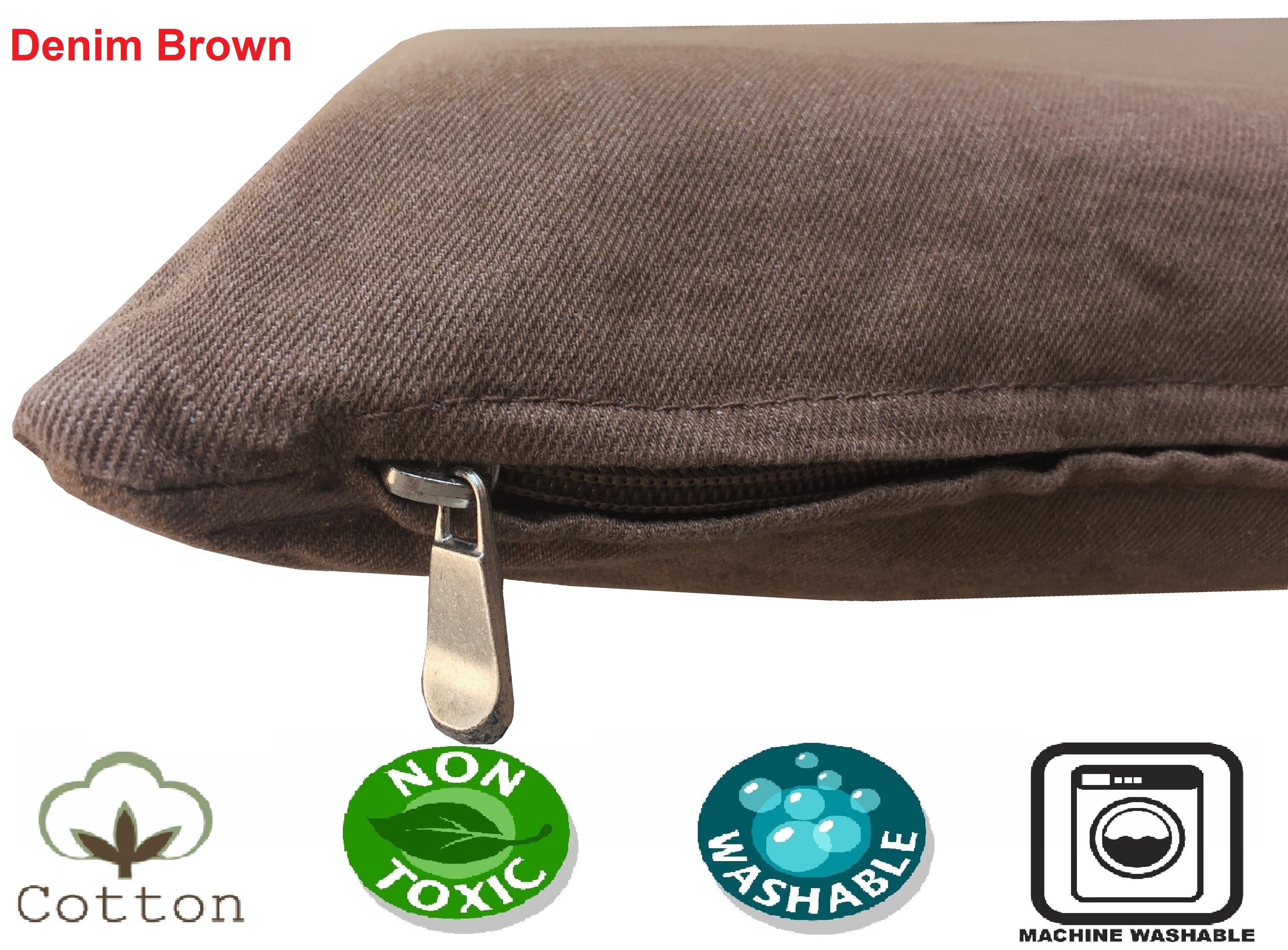Dogbed4less 34"x27"x3" Memory Foam Platform Bed for Small to Medium Dog, Denim Brown Cover